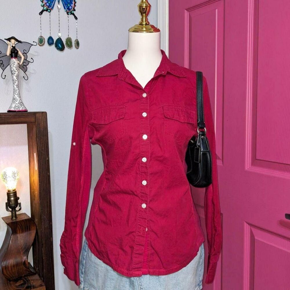 Converse Women's Red and Burgundy Shirt
